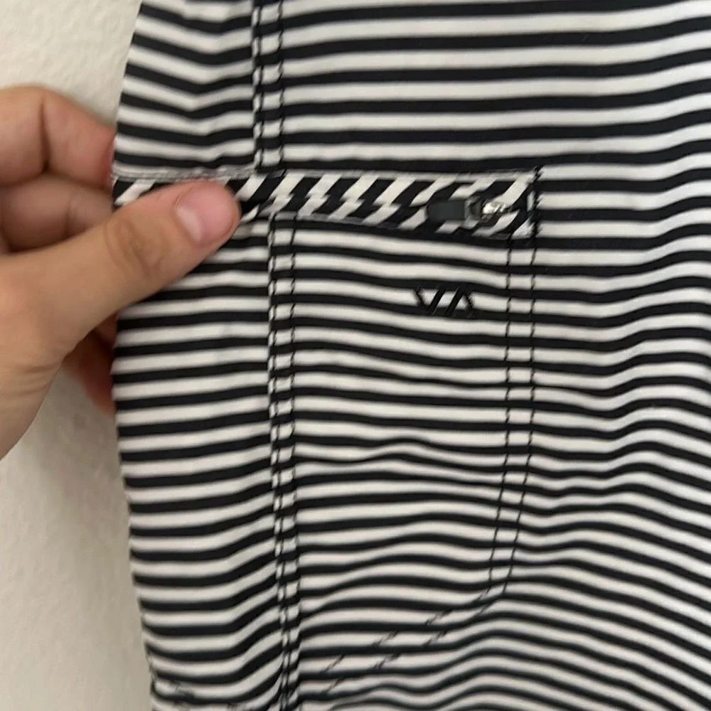 RVCA Mens Black White Striped Swim‎ Trunks Surf Boardshorts Size 28